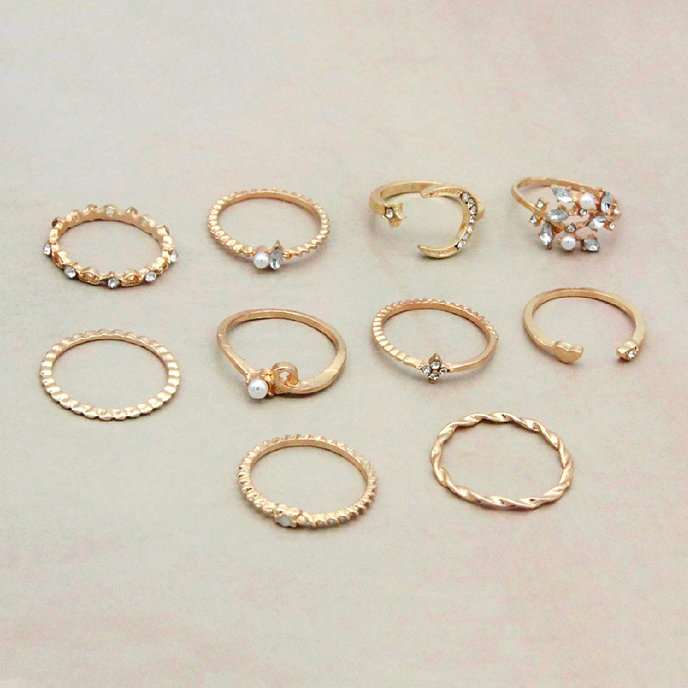 Mond und Stern - Anillo de moda de 10 piezas