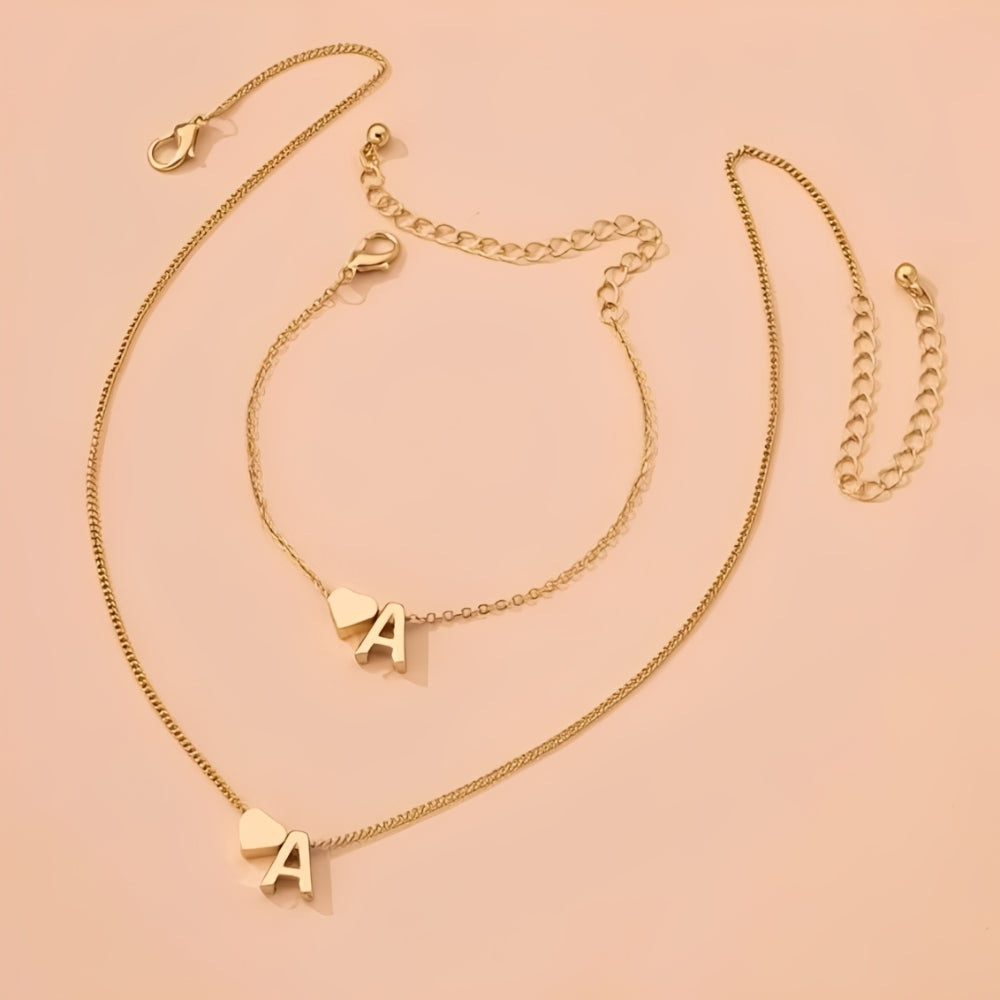 Schmuckset mit Herzinitial - Schmuckset Initial Love