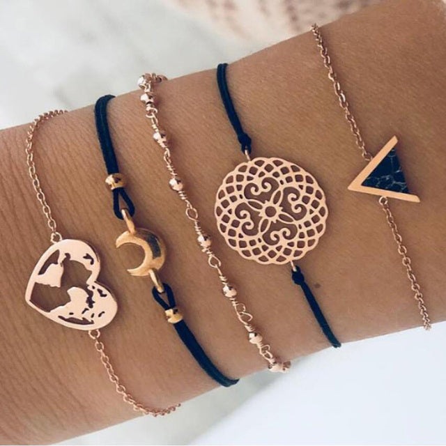 Alora – elegantes Set von Armbändern in Limettengrün