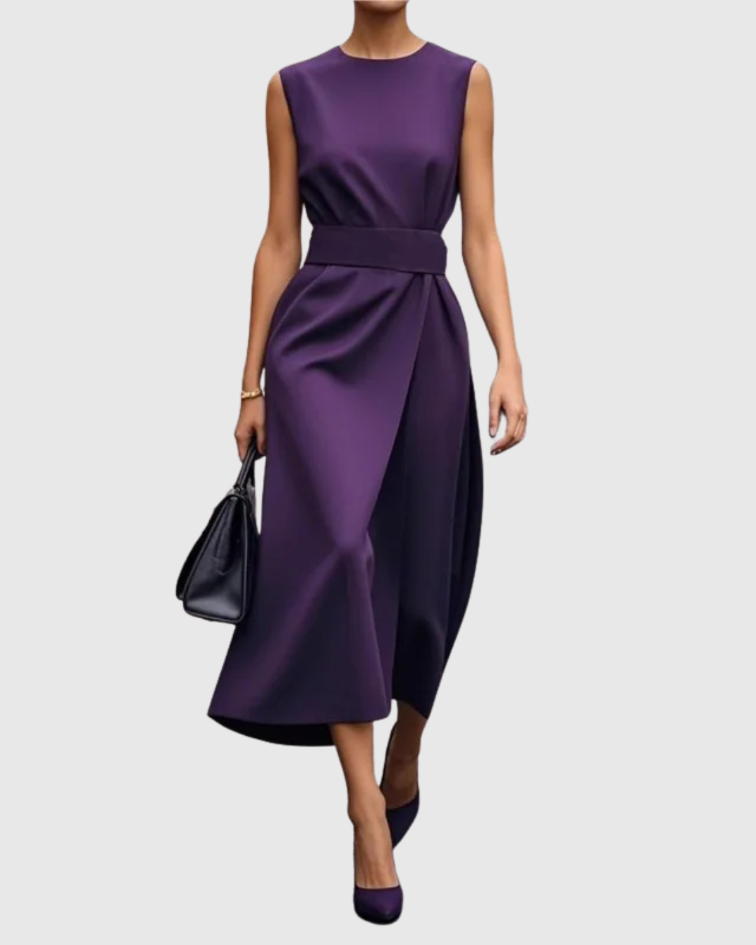 Marguerite – Elegantes Midi-Kleid mit Rundhalsausschnitt