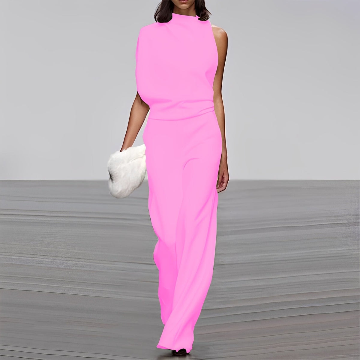 Lucie - Stilvoller, glänzender Ein-Schulter-Jumpsuit für Damen