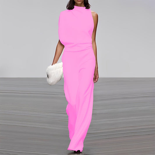 Lucie - Stilvoller, glänzender Ein-Schulter-Jumpsuit für Damen
