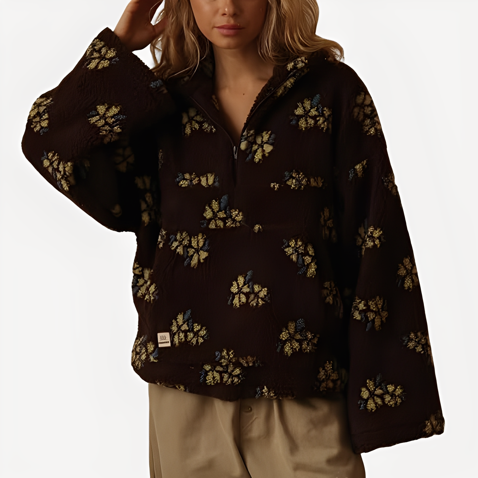 Elizabeth - Moderner Pullover mit Blumengestaltung