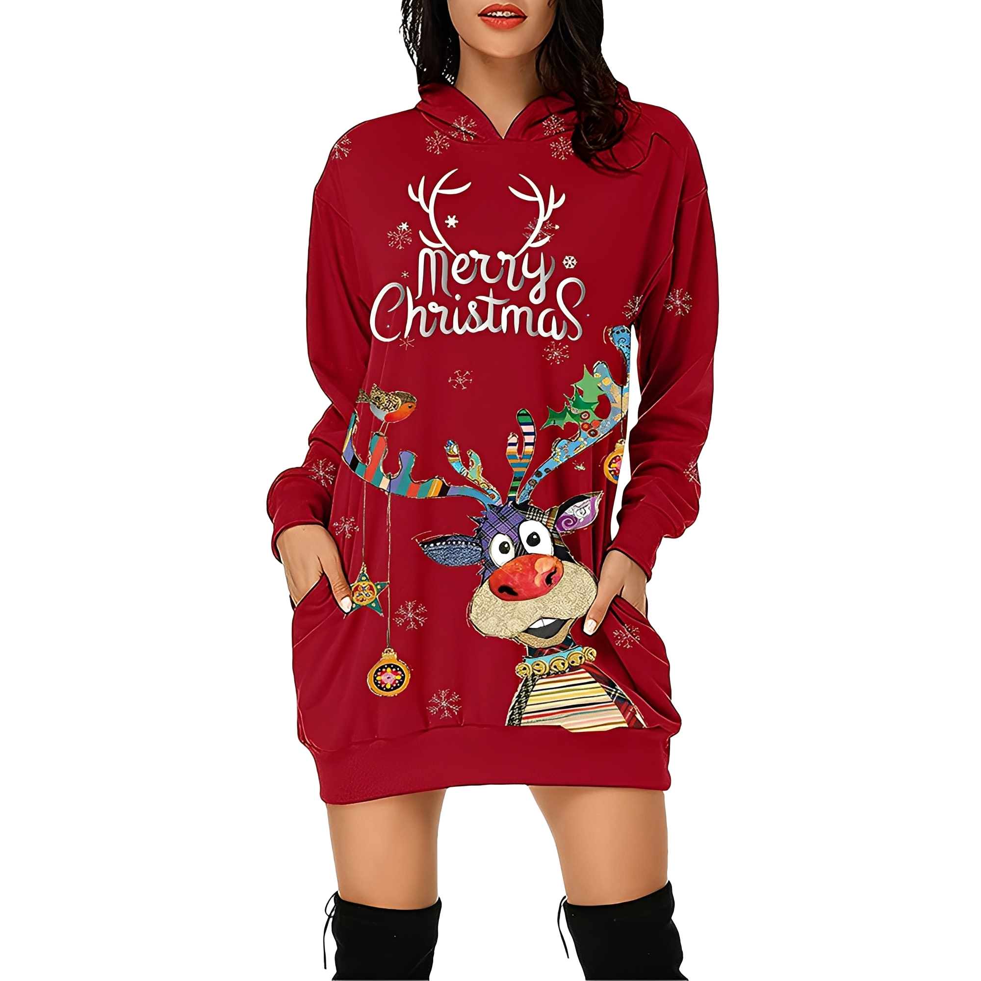 Georgia - Elegantes Weihnachts-Hoodiekleid für Damen