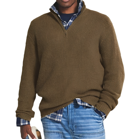 Jeffrey - Herren-Retro-Pullover mit Viertelreißverschluss