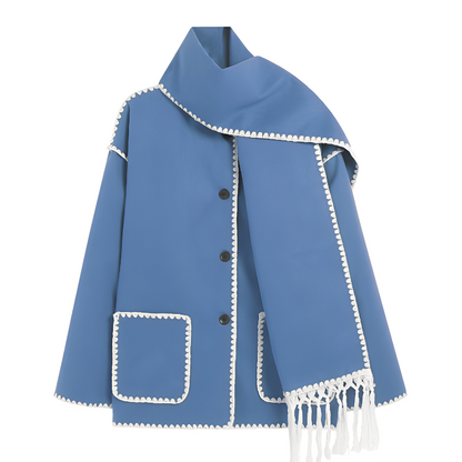 Amilia - Damen-Wolljacke, elegant und lässig geschnitten, mit Schal