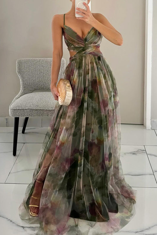 Alina – Lang geschnittenes Kleid mit V-Ausschnitt für Hochzeitsgäste