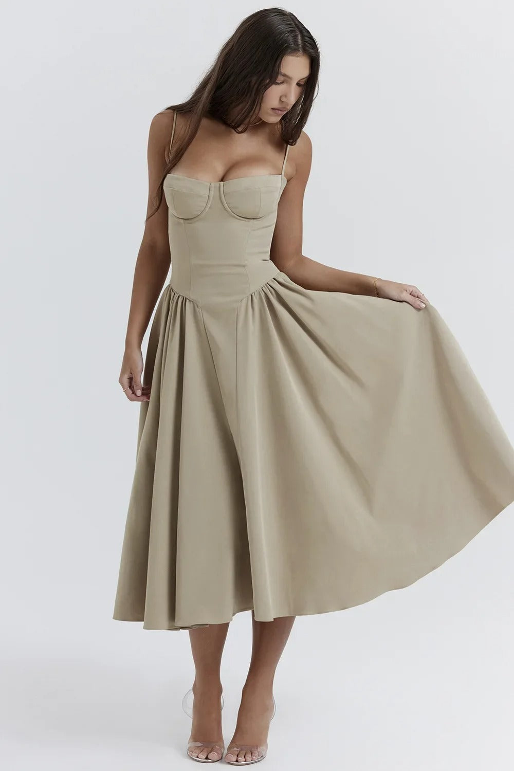 Cheri - Midikleid mit Trägern und offenem Rücken