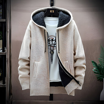 Roni - Herren-Strickkapuzenpullover mit Fleecefutter im modernen Stil