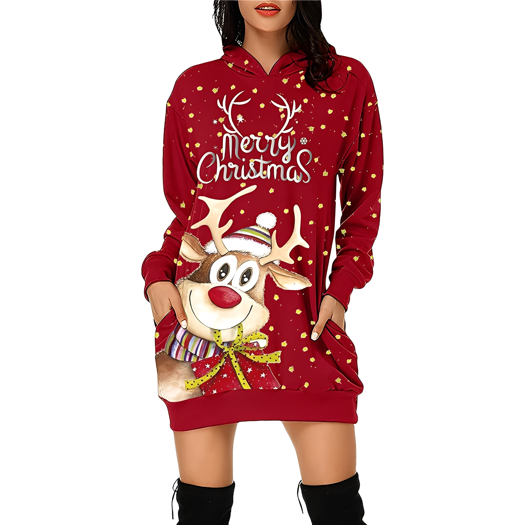 Georgia - Elegantes Weihnachts-Hoodiekleid für Damen