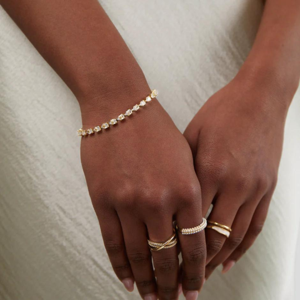 Armband aus goldenem Kristall - Verstellbares Kristallarmband