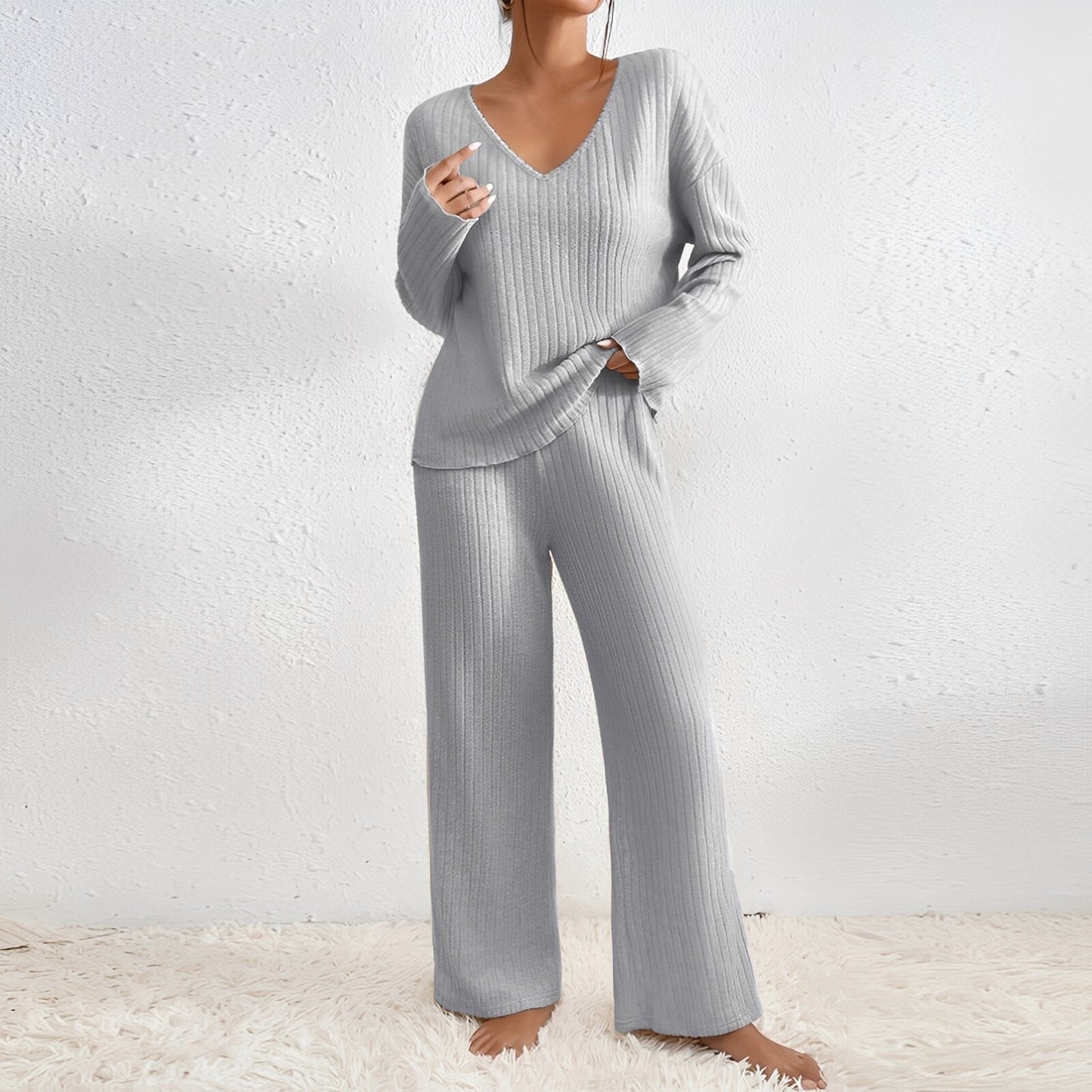 Carly - Zeitgemäßes gestricktes Set für Frauen, bestehend aus zwei Teilen