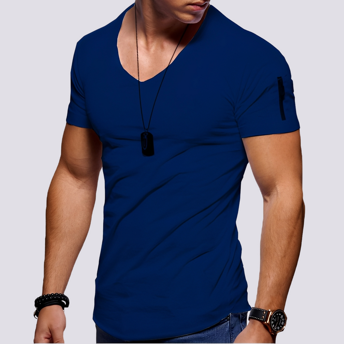 Louis - Bequemes Slim-Fit-Shirt mit V-Ausschnitt für Herren