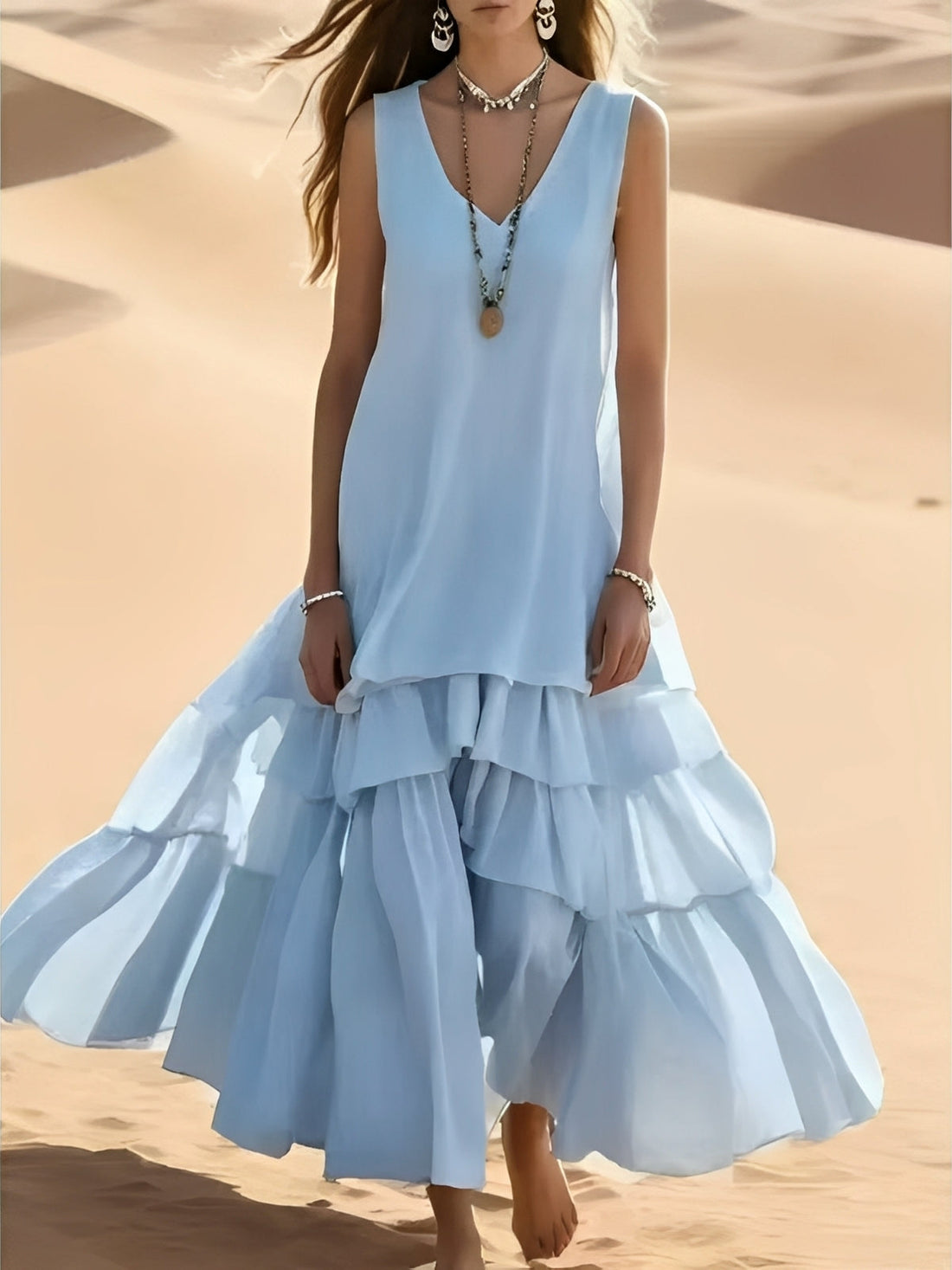 Mollie - Lässiges Maxikleid mit weitem Saum für Frauen