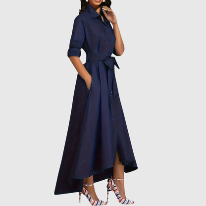 Livienne – Maxikleid Elegant mit Tailliertem Gürtel