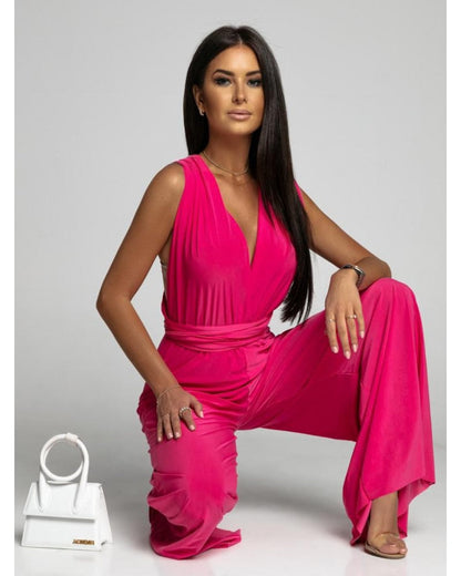 FlairFashion - Ärmelloser Jumpsuit mit schmeichelhaftem V-Ausschnitt