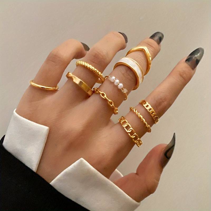 10Stücke Mode-Ringe - Ringe zum Mischen und Kombinieren