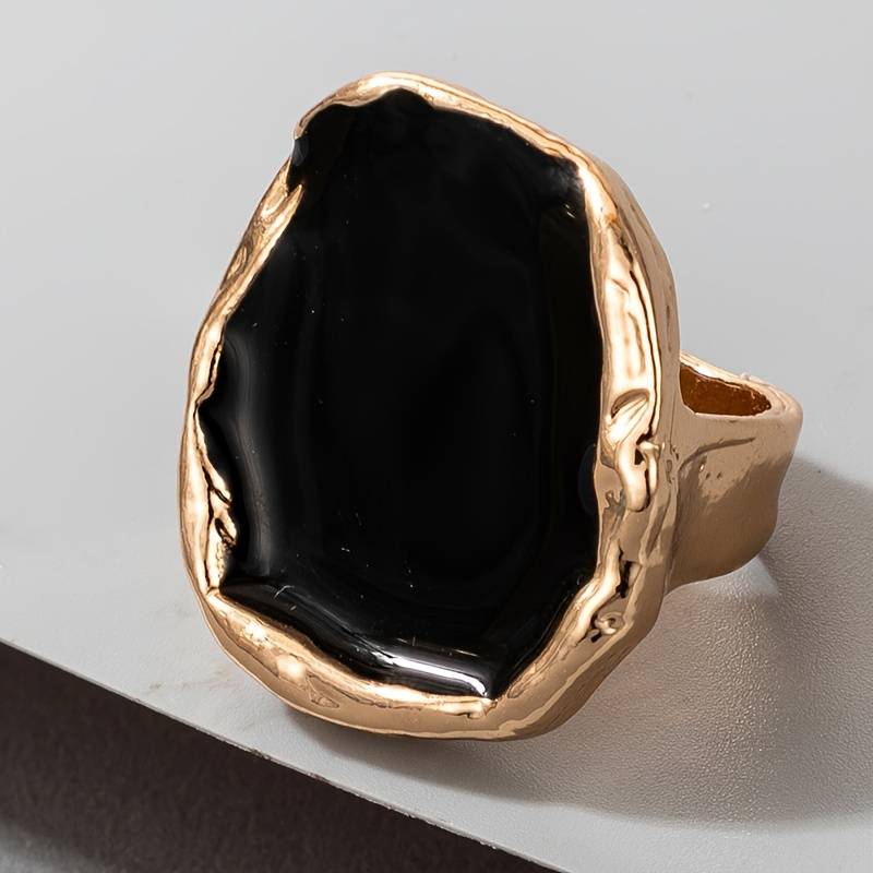 Überdimensionierter Vintage-Ring mit schwarzem Stein - Übertriebener Vintage-Schwarzer Ring