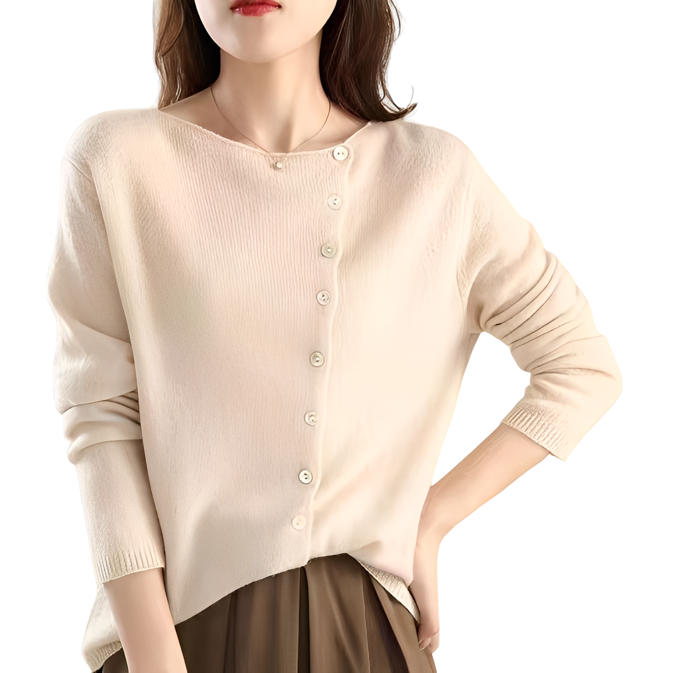 Joann - Eleganter, leichter Damenpullover mit Knöpfen