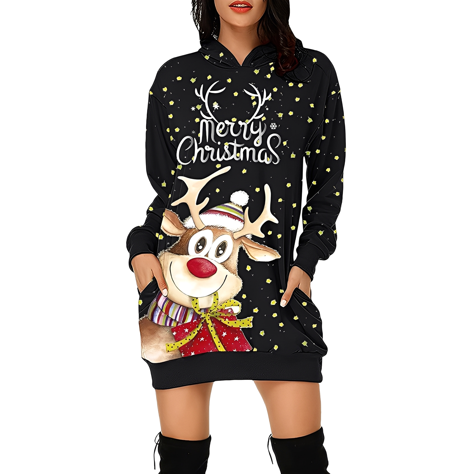 Georgia - Elegantes Weihnachts-Hoodiekleid für Damen