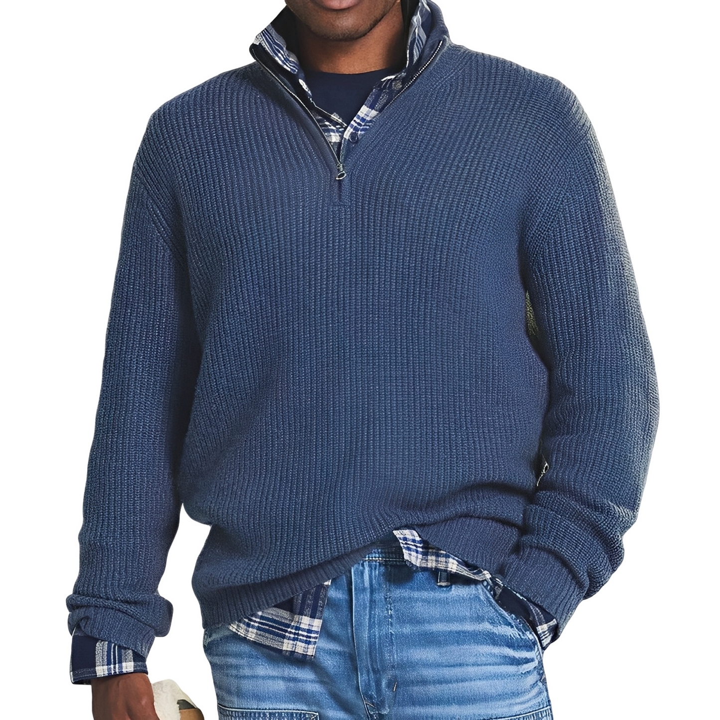 Jeffrey - Herren-Retro-Pullover mit Viertelreißverschluss