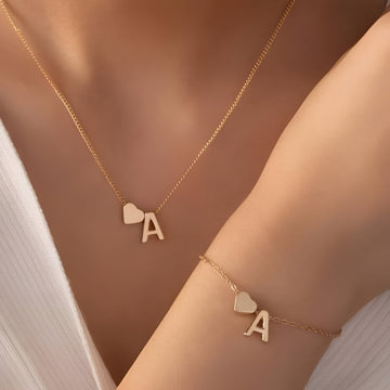 Schmuckset mit Herzinitial - Schmuckset Initial Love