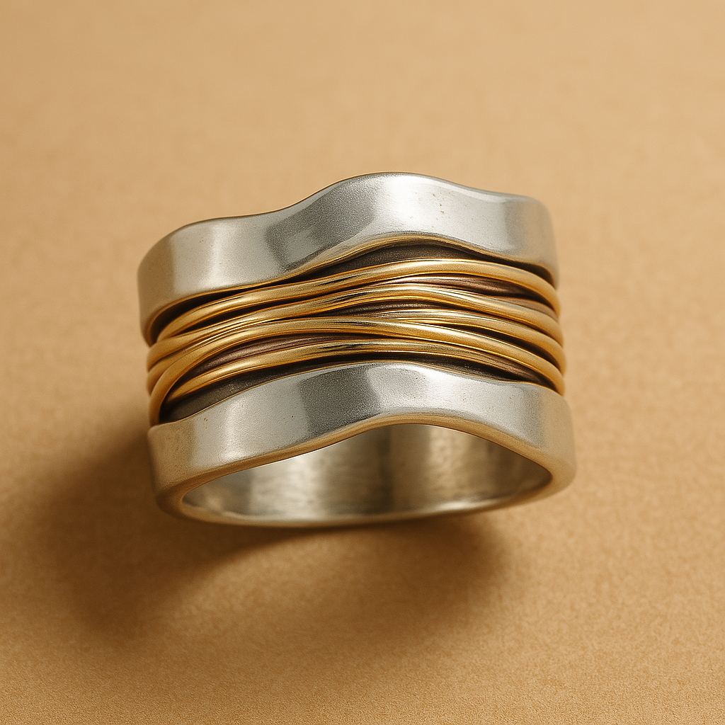 Thalia – Anillo aus Silber mit vergoldeten Fäden
