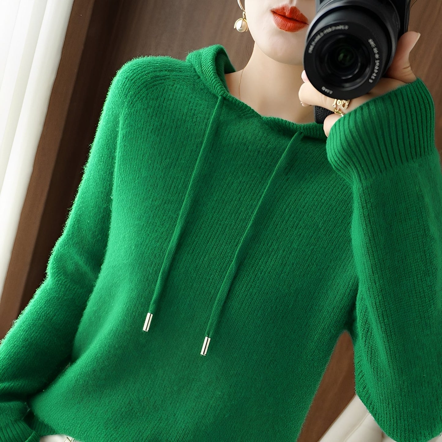 Bonnie - Schicker Wollstrick-Hoodie für Damen