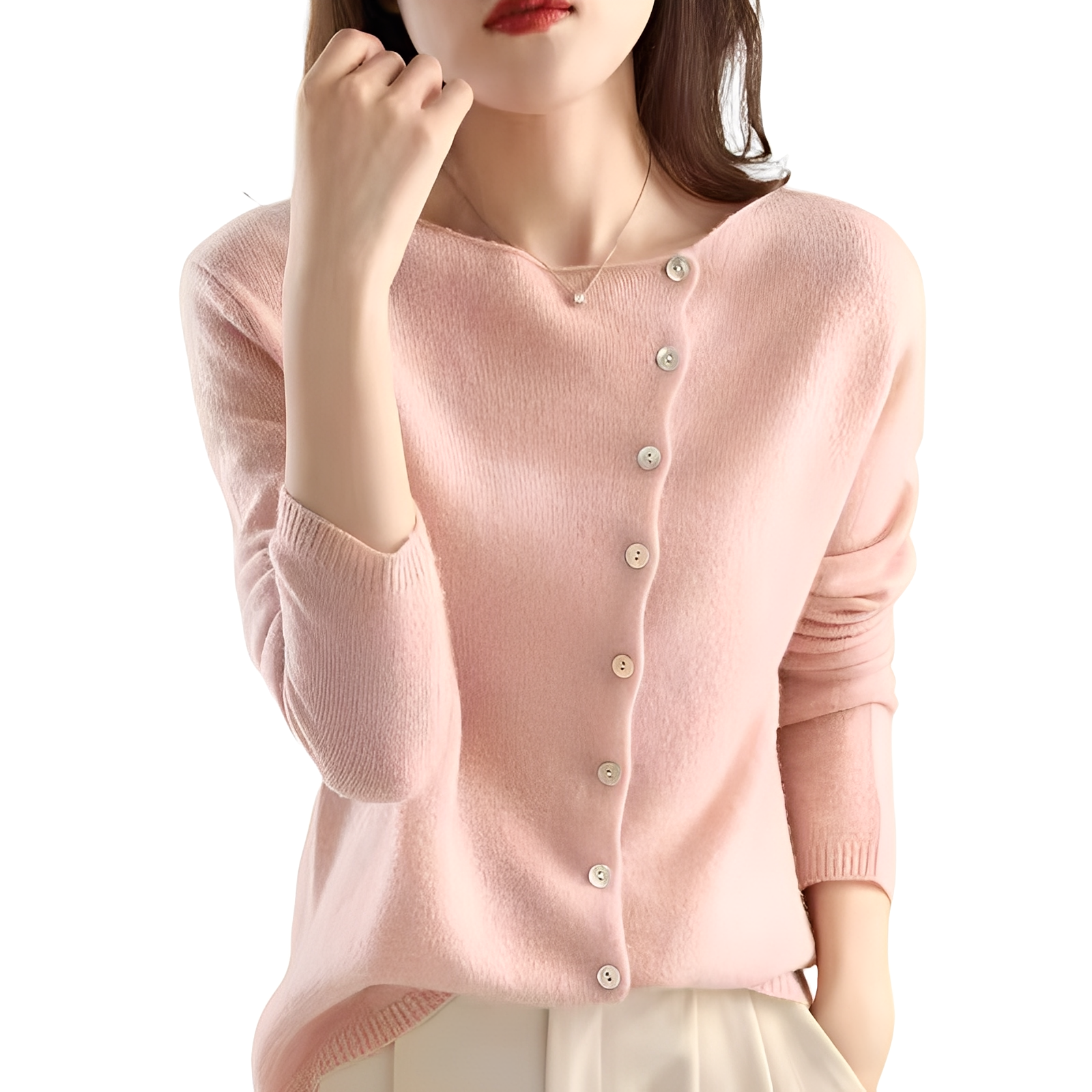 Joann - Eleganter, leichter Damenpullover mit Knöpfen