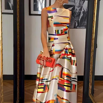 Louisa - Stilvolles Maxikleid mit geometrischem Muster für Damen