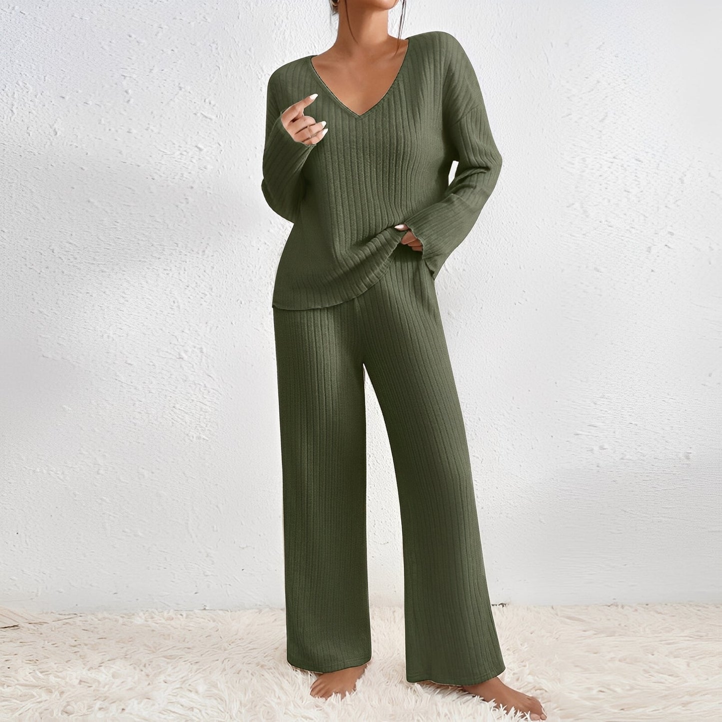 Carly - Zeitgemäßes gestricktes Set für Frauen, bestehend aus zwei Teilen