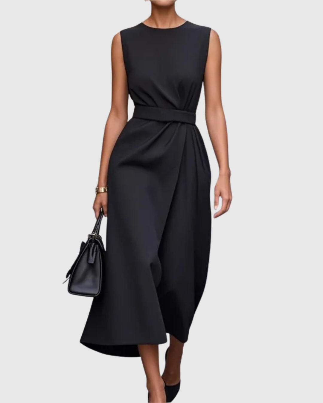 Marguerite – Elegantes Midi-Kleid mit Rundhalsausschnitt