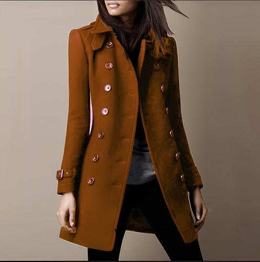 Aryana - Stilvoller Damen-Wollmantel im Zweireiher-Look