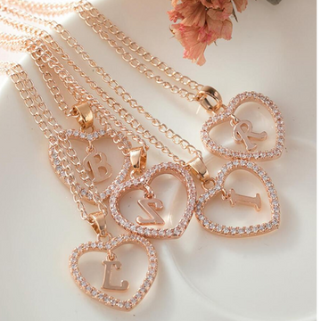 Collar de Corazón Inicial de Cristal - Collar con colgante de corazón inicial