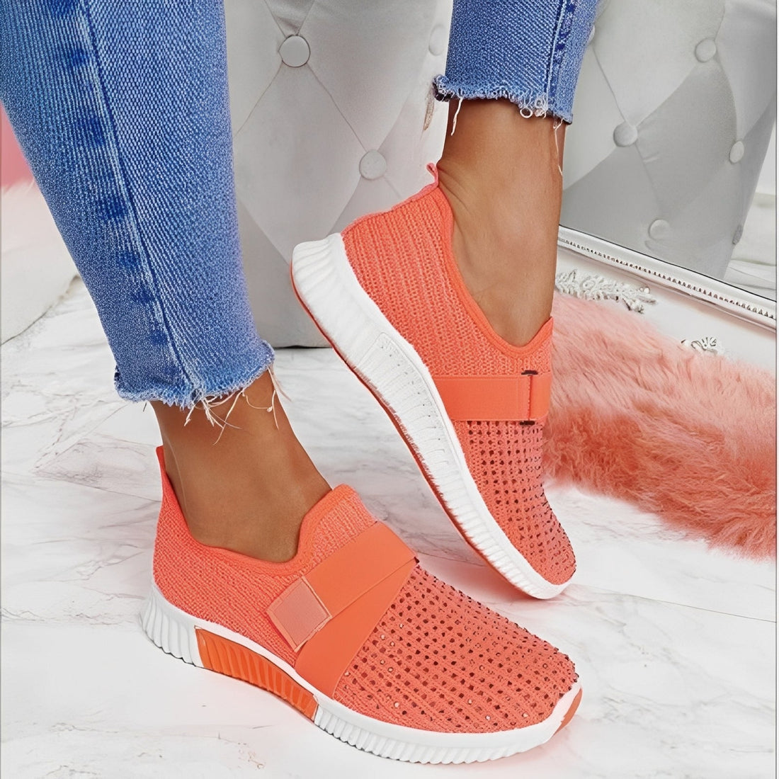 Christine - Elegante flache Damenschuhe mit Klettverschluss