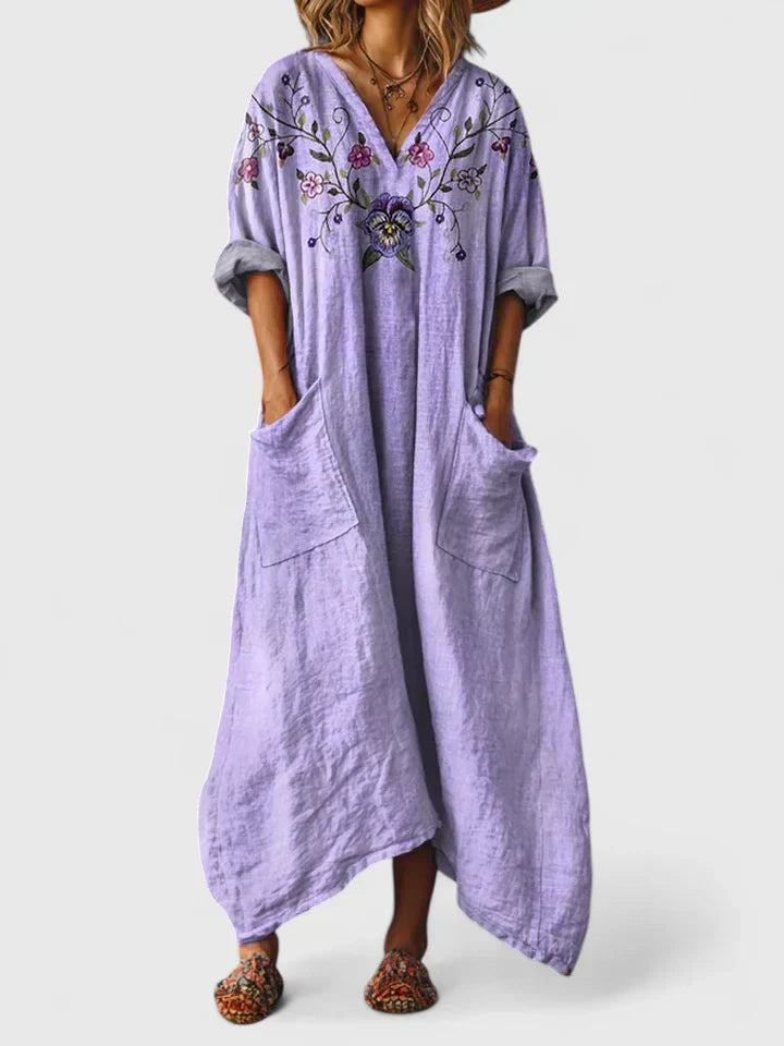 Althea – Boho-Kleid mit fließendem Schnitt und Stickerei