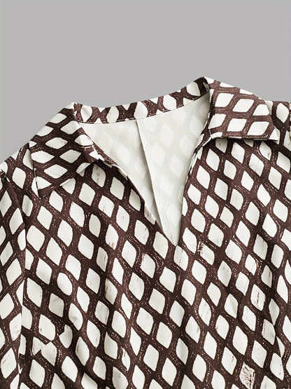 Bella - Elegantes Kleid mit Rautenprint und taillierter Taille