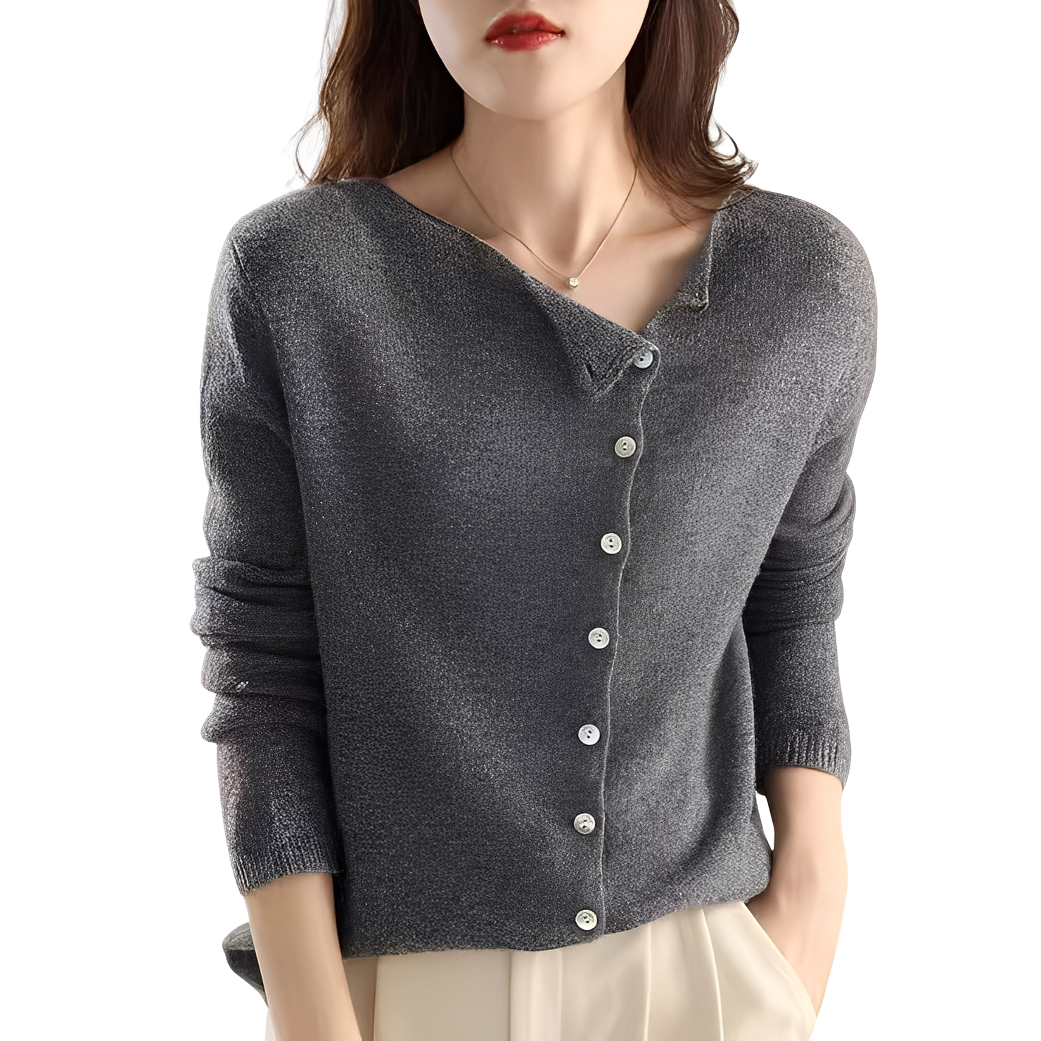 Joann - Eleganter, leichter Damenpullover mit Knöpfen