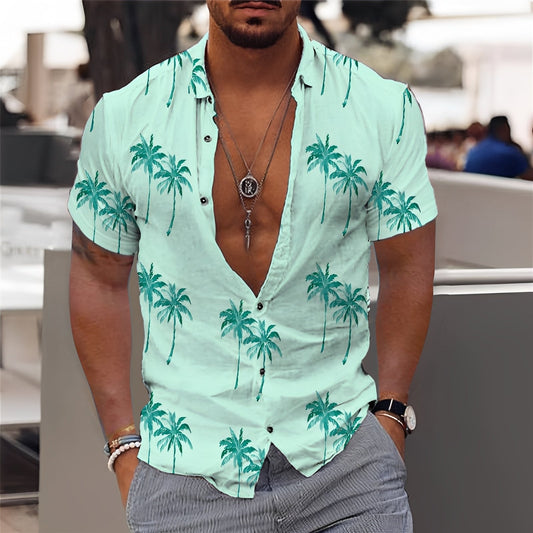 Hector - Elegantes Hemd für Männer mit Palmenmuster