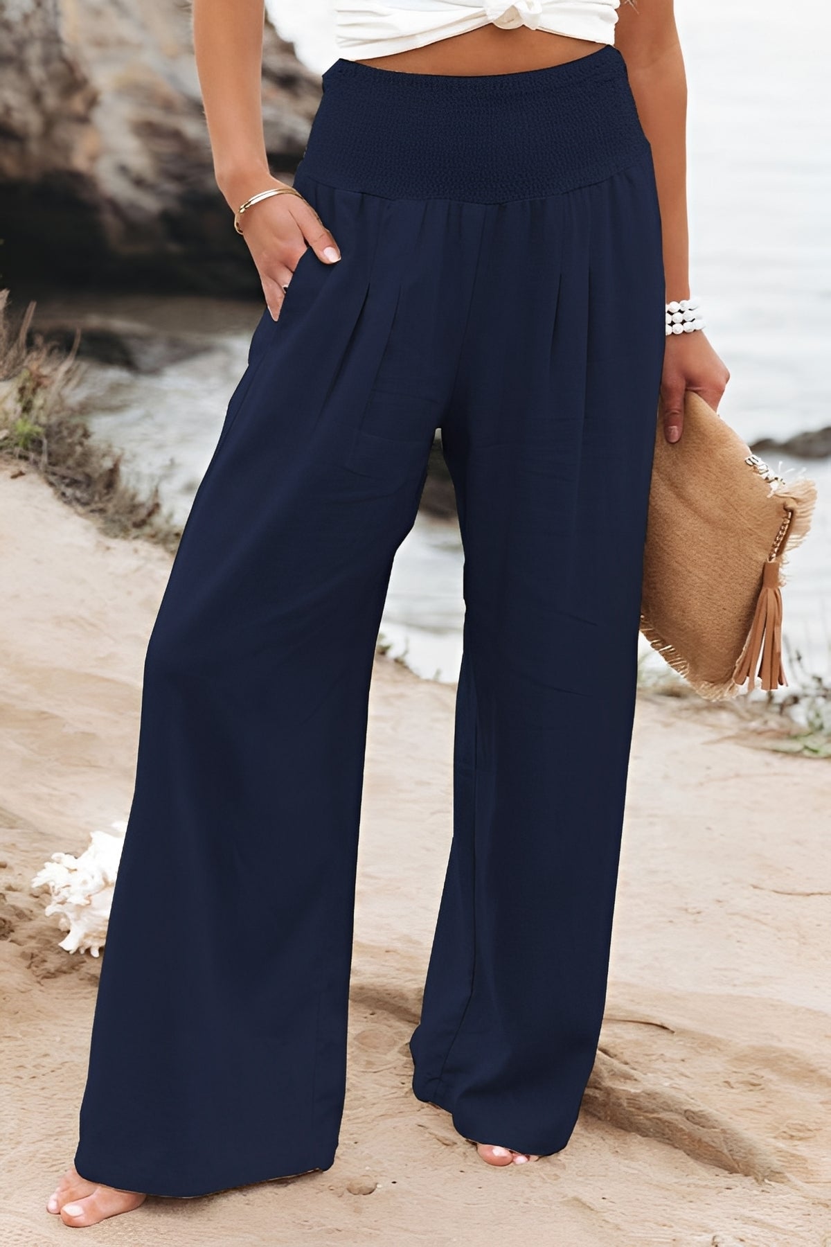 Nadia - Damenhose mit hohem Bund und weitem Bein