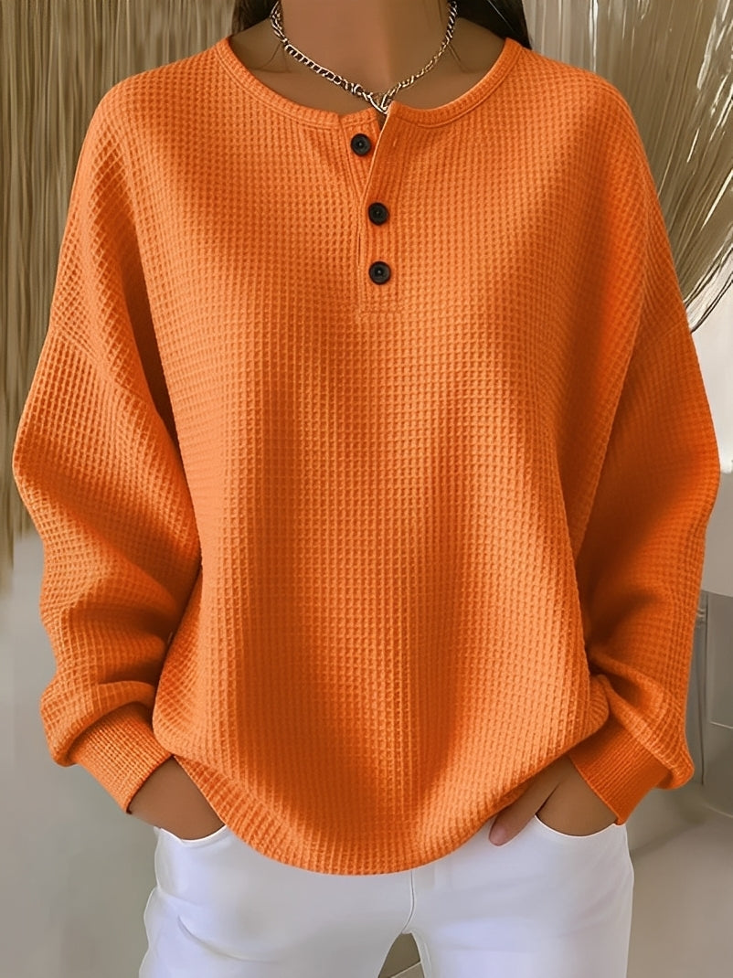 Anabella - Komfortabler Waffelpullover mit Knopfleiste für Damen
