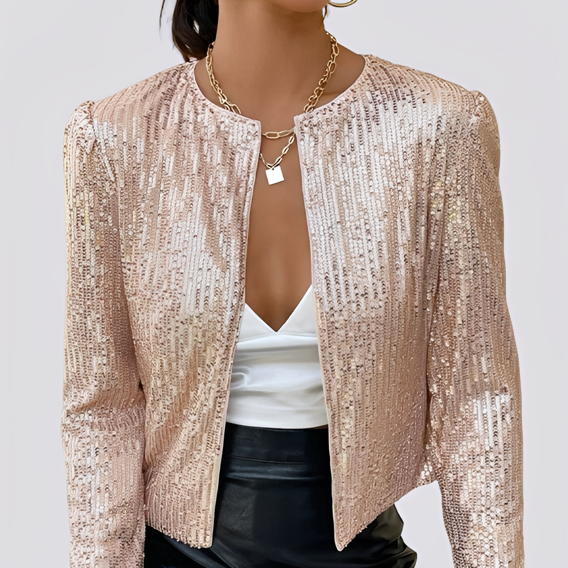 Isabelle - Eleganter kurzer Paillettenblazer für Damen