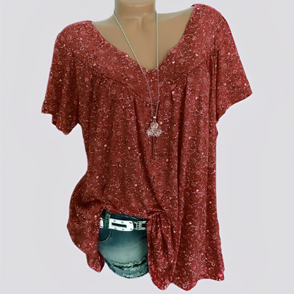 Claudia - Modische, locker geschnittene Bluse mit Blumenmotiv für Damen