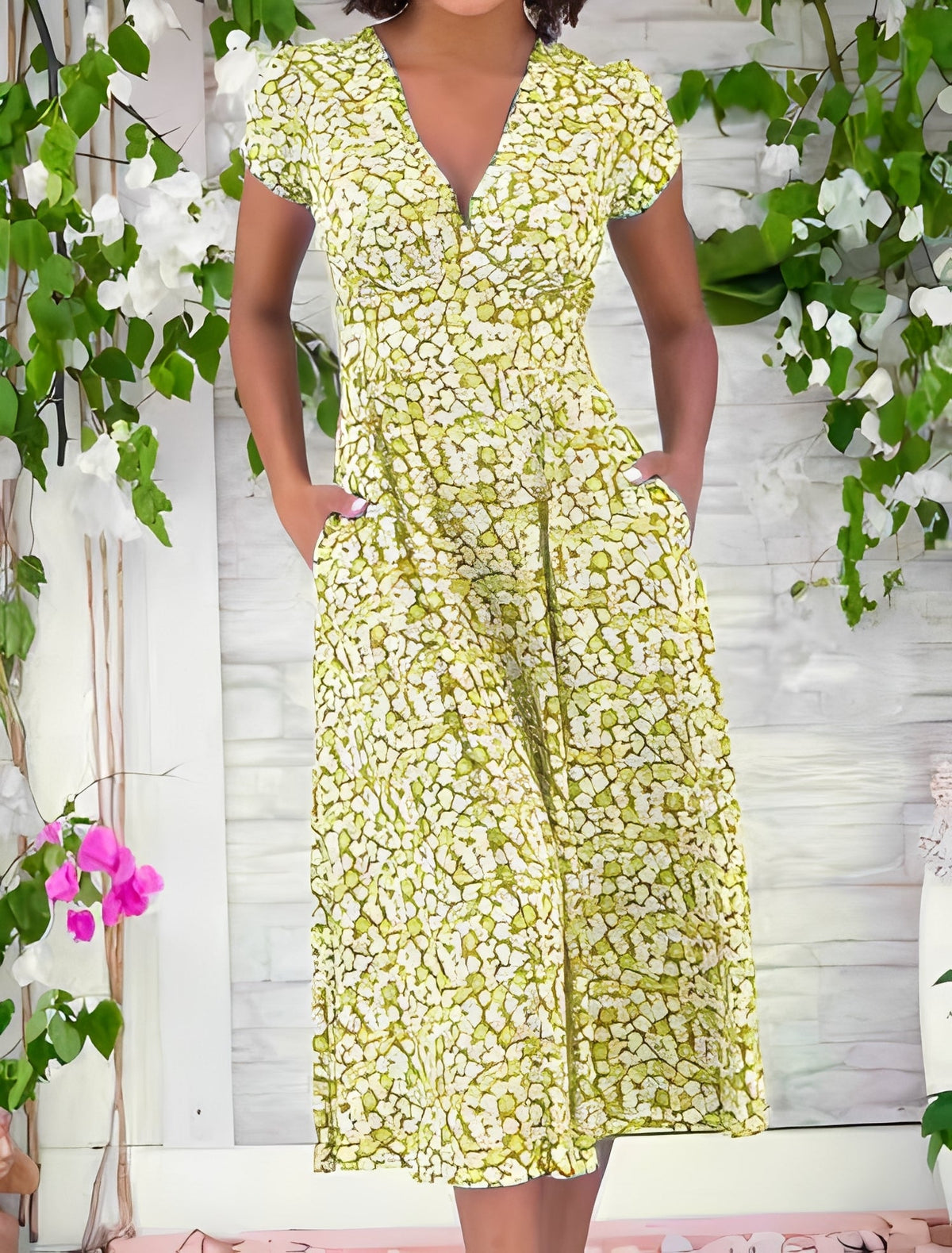 Monica - Damen V-Ausschnitt Freizeitkleid