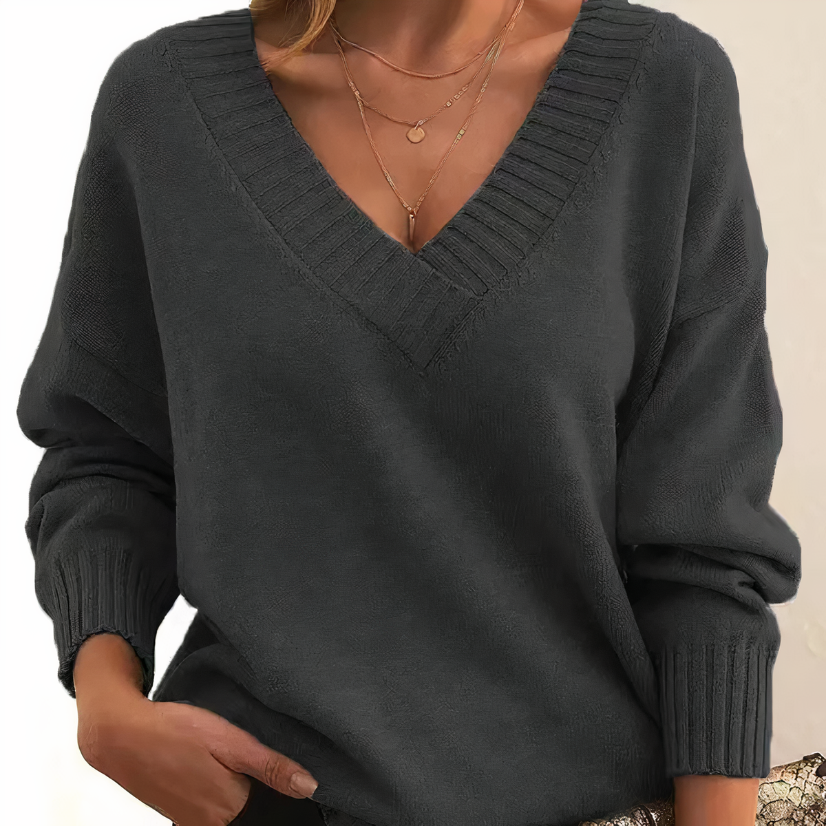 Herbst - Stilvoller und bequemer Pullover mit V-Ausschnitt