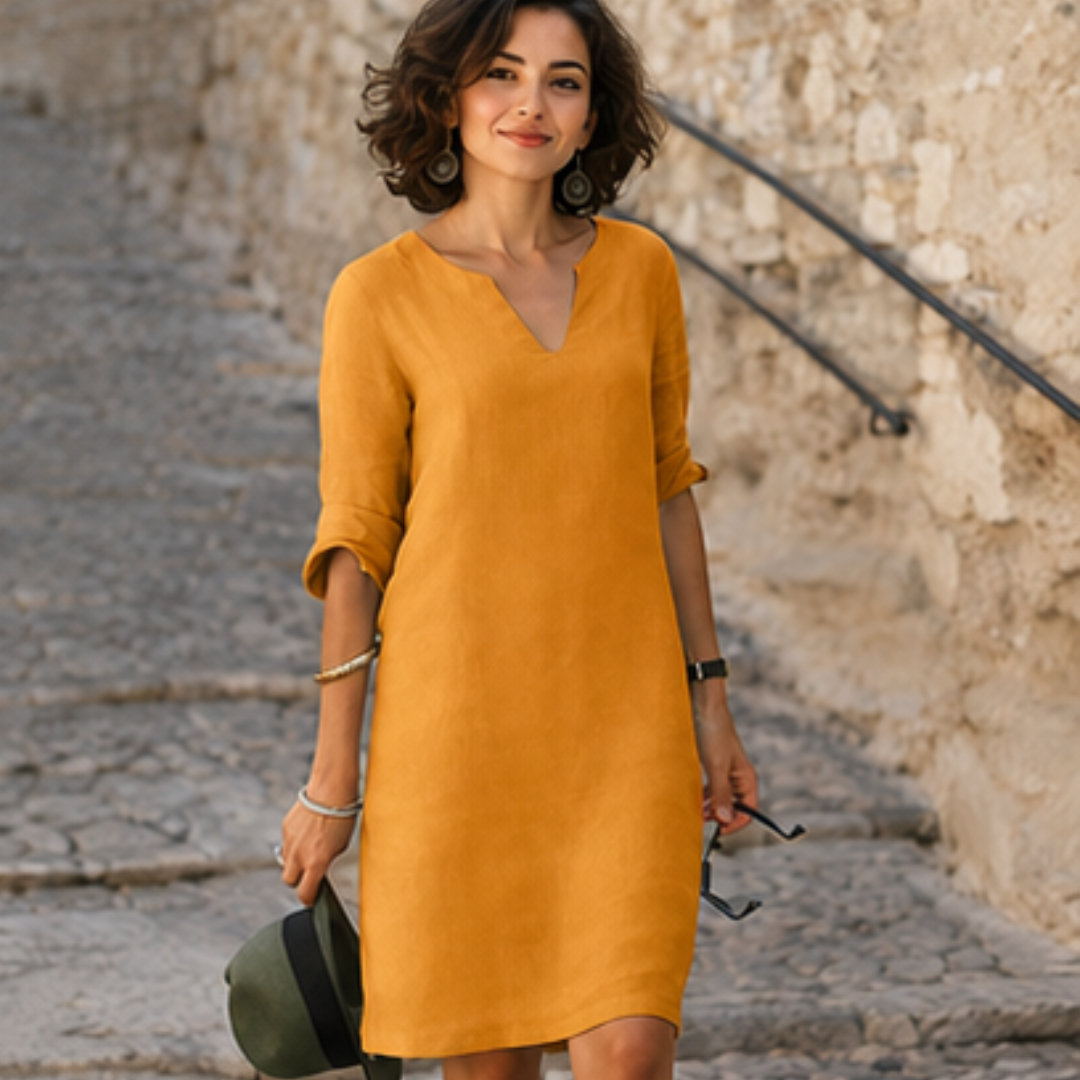 Guilaine - Elegantes und schickes Kleid mit V-Ausschnitt