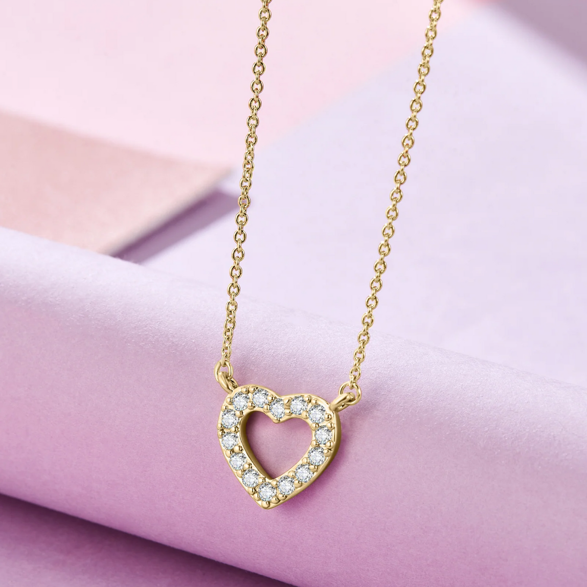 Kleine Halskette der Liebe - Herz-Halskette aus Gold und Diamant
