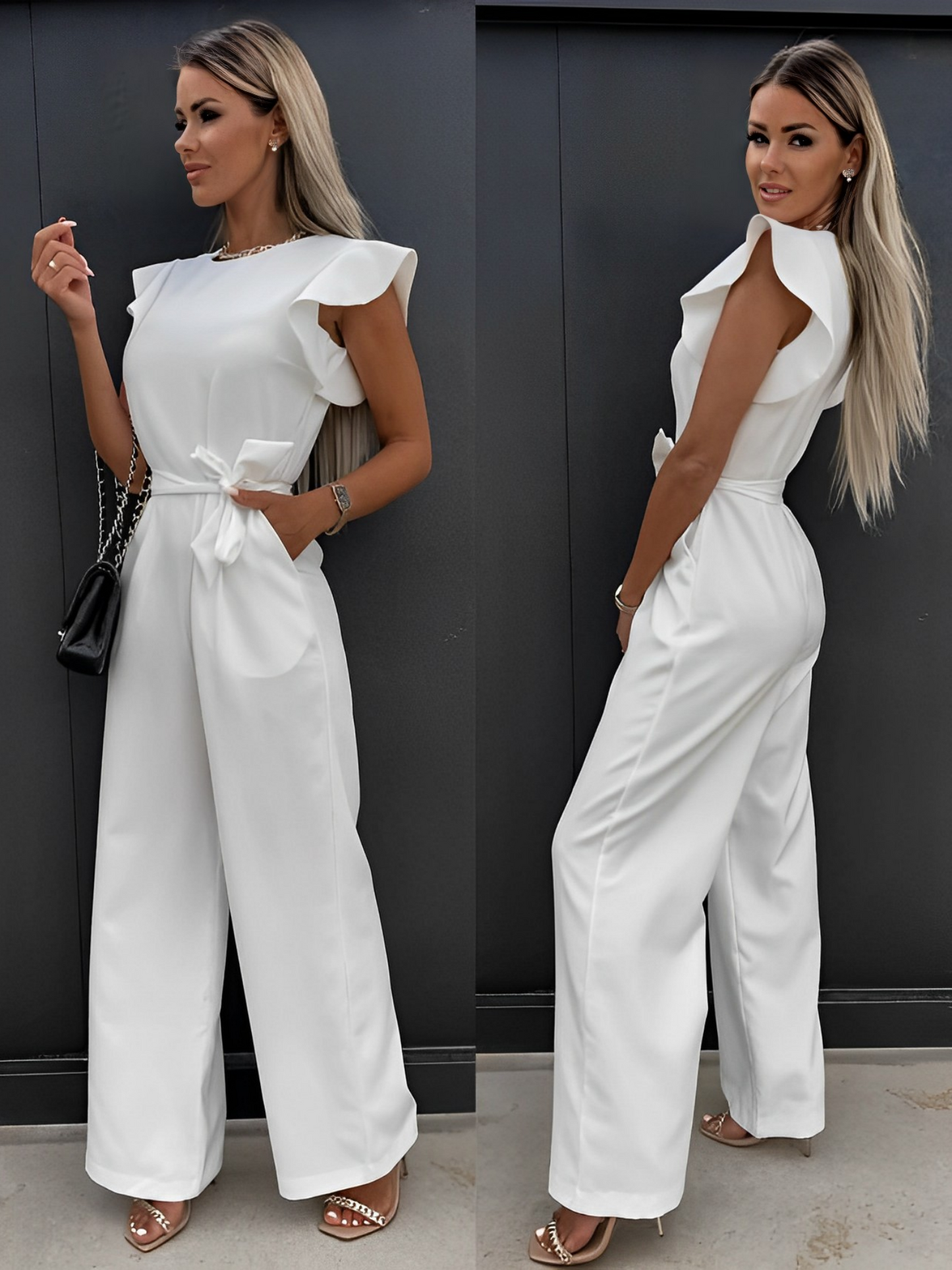 Veronica - Jumpsuit mit Gürtel und Rüschen