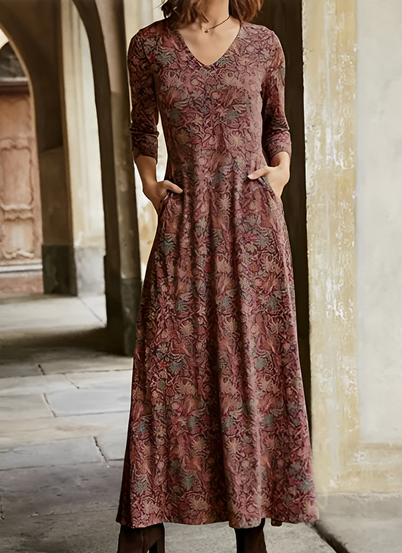 Sophie - Langärmeliges Damen-Vintage-Kleid