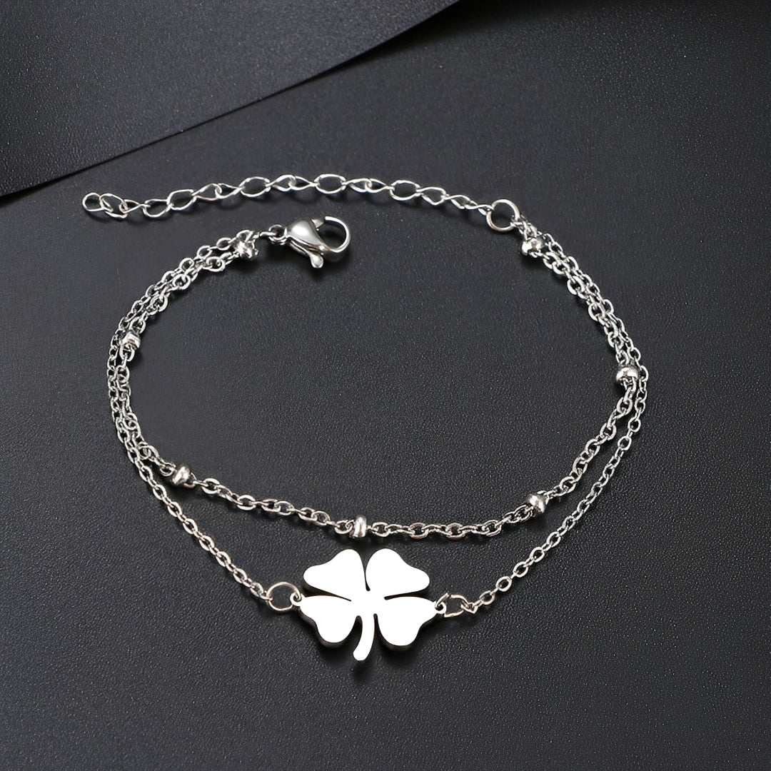 Sanya – Armband Kleeblatt Gold und Silber